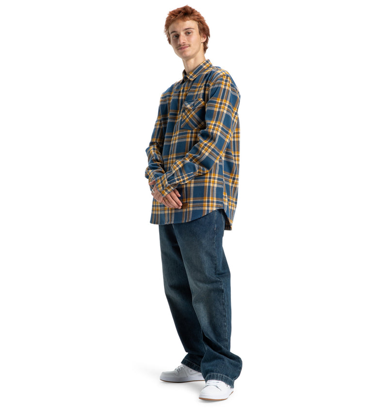 Load image into Gallery viewer, DC Men&#39;s Marshal Flannel Shirt Dark Denim ADYWT03116-BRQ0

