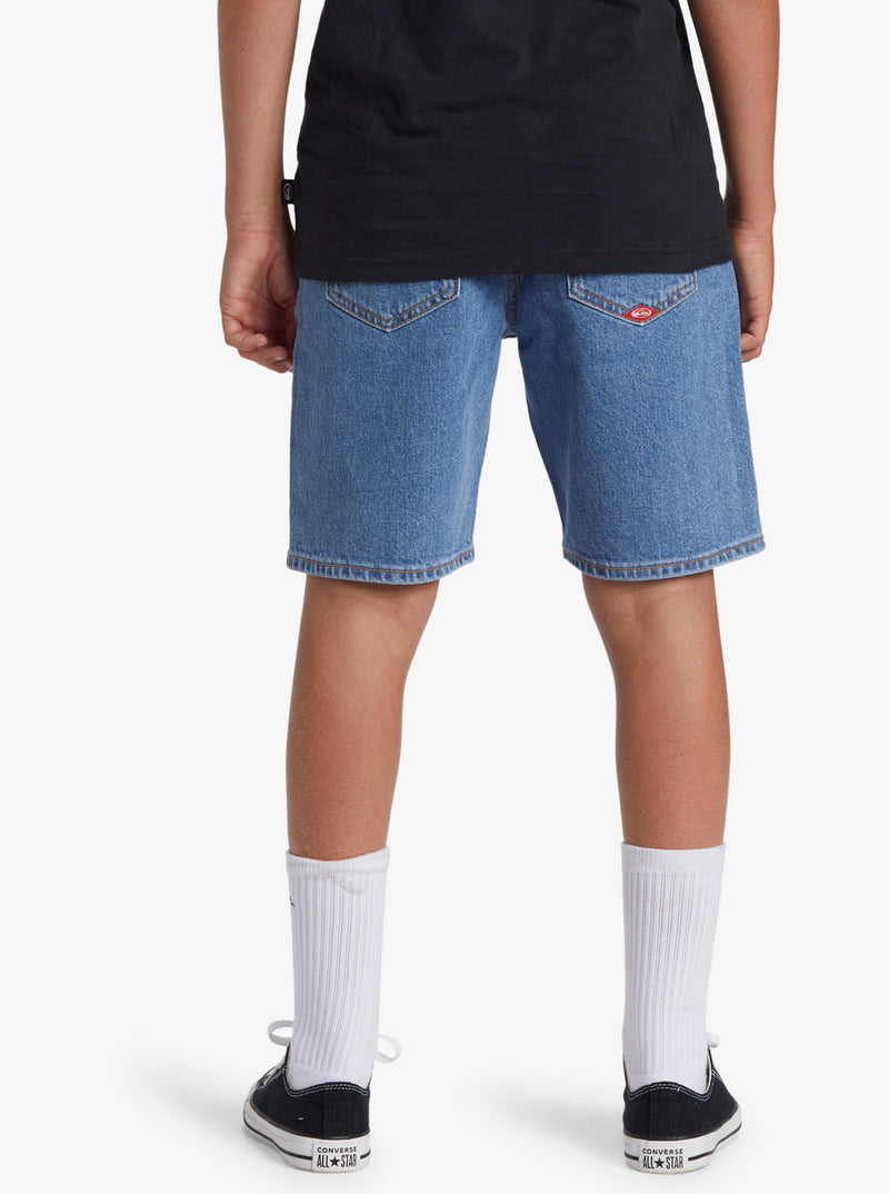 Load image into Gallery viewer, Quiksilver Youth&#39;s Saturn Baggy Fit Denim Shorts Stone Wash AQBDS03000-BSP0
