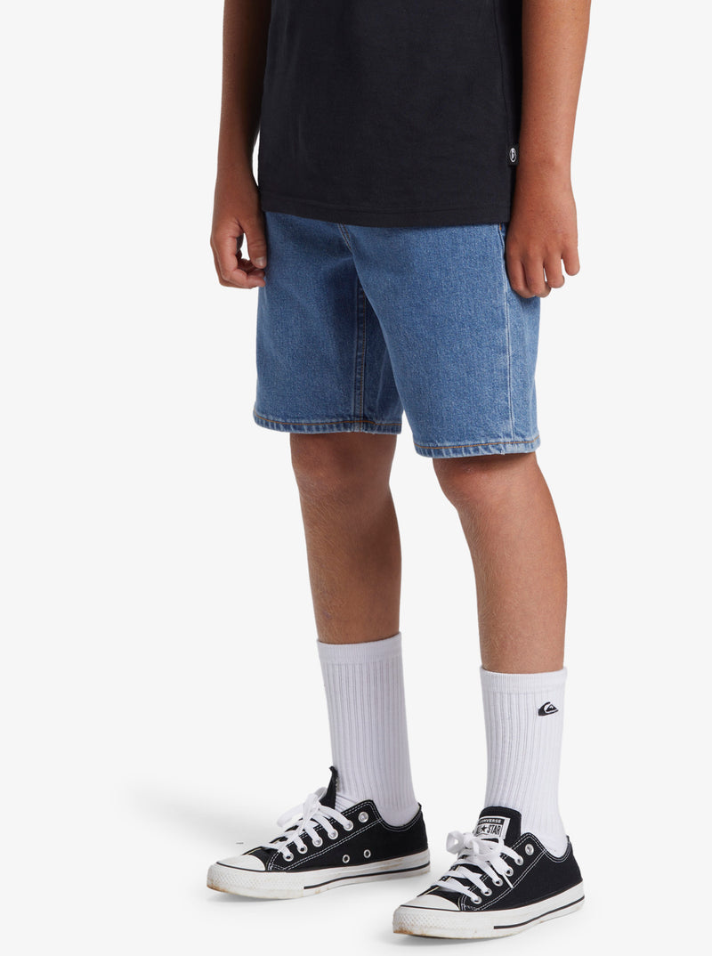 Load image into Gallery viewer, Quiksilver Youth&#39;s Saturn Baggy Fit Denim Shorts Stone Wash AQBDS03000-BSP0
