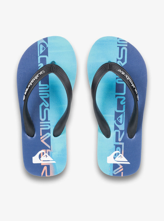 Quiksilver Kids' Molokai Art 25 Flip Flops Nebulas Blue Wordblock AQBL100624-BQV8