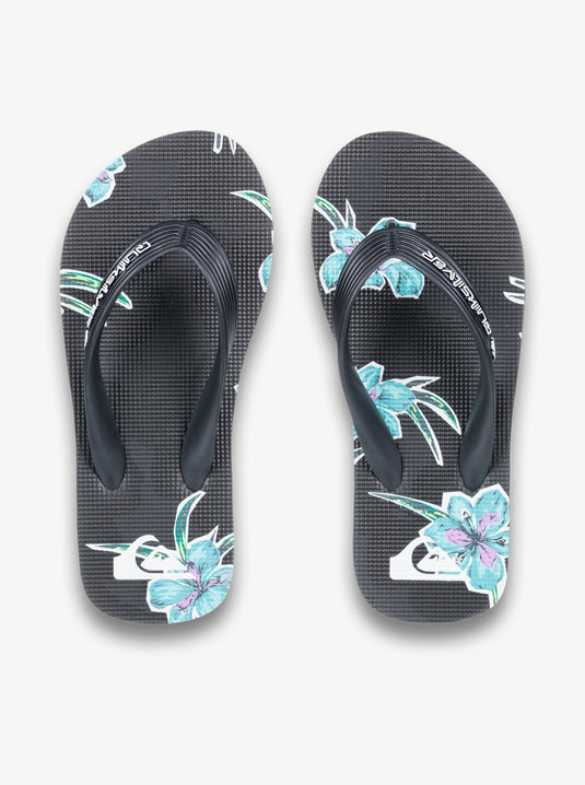 Quiksilver Kids' Molokai Art 25 Flip Flops Black Backyards AQBL100624-KVJ7