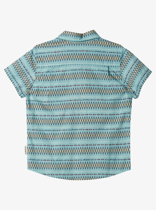 Quiksilver Kid's Vibrations Short Sleeve Shirt Marine Blue Pattern Ss Boys AQKWT03077-BHA6