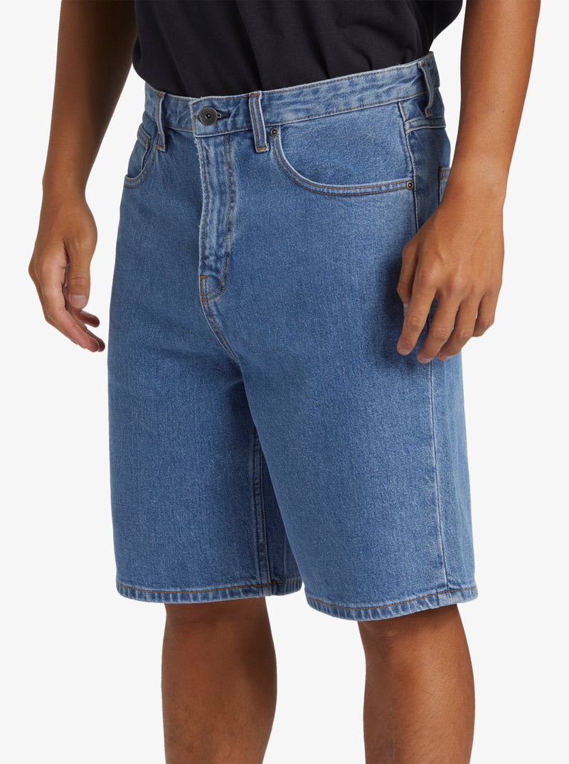 Load image into Gallery viewer, Quiksilver Men&#39;s Saturn Baggy Fit Denim Shorts Stone Wash AQYDS03000-BSP0
