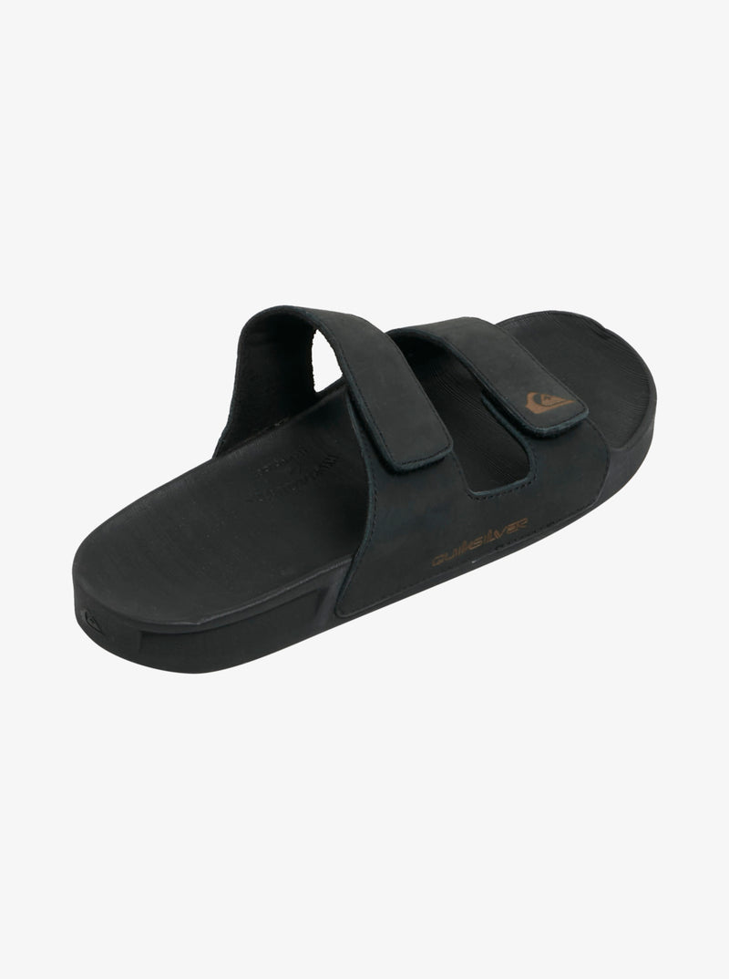 Load image into Gallery viewer, Quiksilver Men&#39;s Rivi Leather Slider Sandals Black AQYL101256-KVJ1
