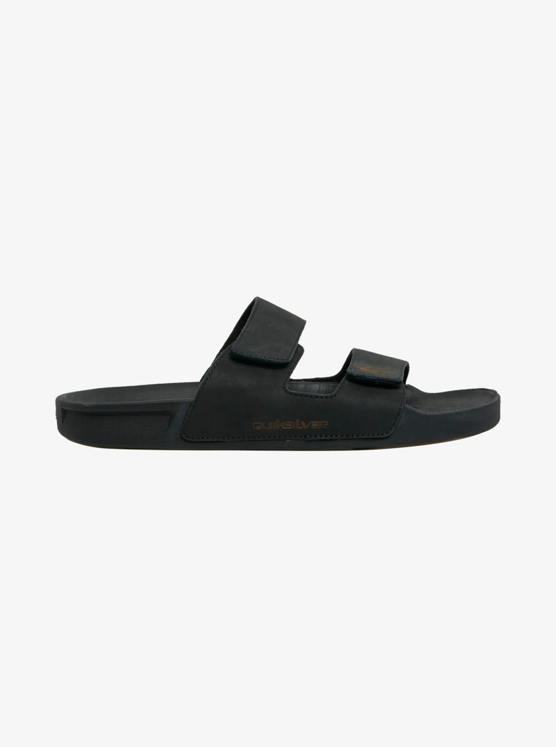 Load image into Gallery viewer, Quiksilver Men&#39;s Rivi Leather Slider Sandals Black AQYL101256-KVJ1

