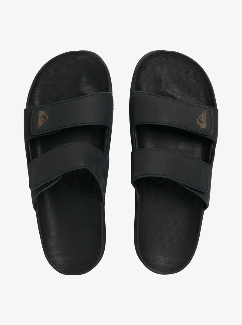 Load image into Gallery viewer, Quiksilver Men&#39;s Rivi Leather Slider Sandals Black AQYL101256-KVJ1
