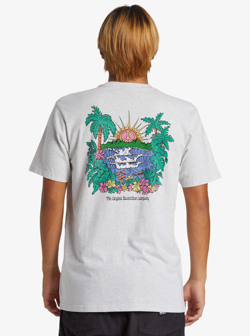 Load image into Gallery viewer, Quiksilver Men&#39;s Island Sunrise T-Shirt Snow Heather AQYZT09543-SCVW
