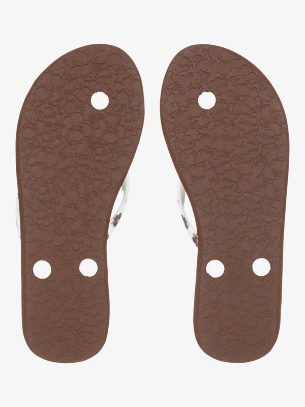 Load image into Gallery viewer, Roxy Women&#39;s Portofino Flip Flops Light Brown/White ARJL100870-BW3

