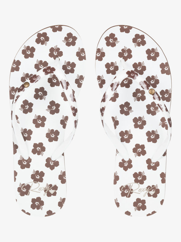 Load image into Gallery viewer, Roxy Women&#39;s Portofino Flip Flops Light Brown/White ARJL100870-BW3
