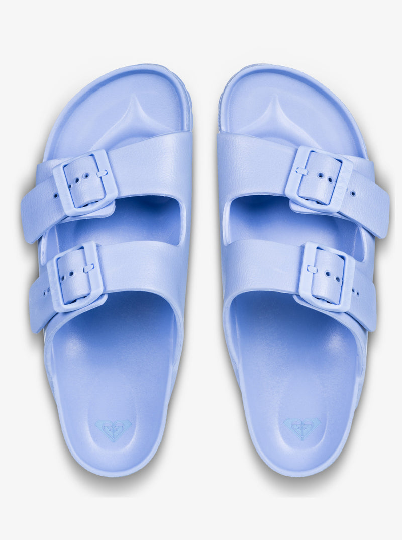 Load image into Gallery viewer, Roxy Women&#39;s Kattie Sliders Blue Mist ARJL101228-BM5
