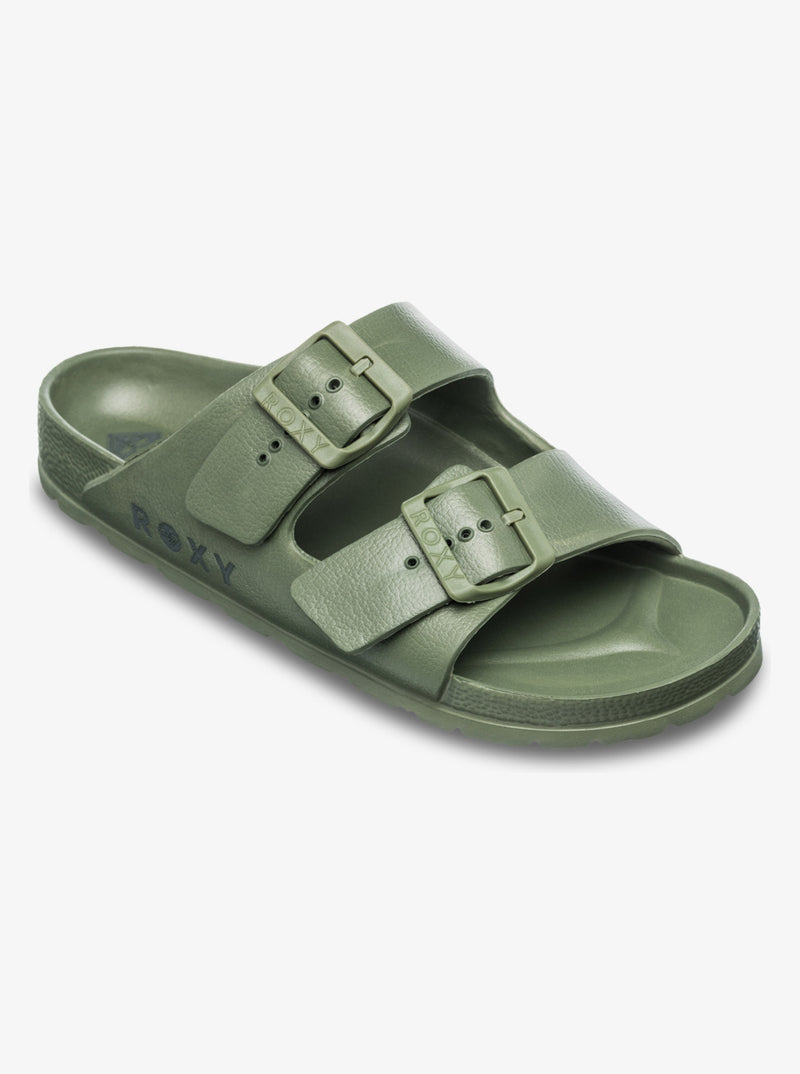 Load image into Gallery viewer, Roxy Women's Kattie Sliders Oil Green ARJL101228-OGN
