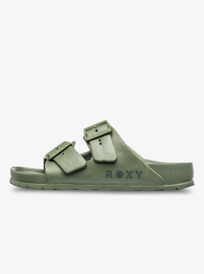 Load image into Gallery viewer, Roxy Women's Kattie Sliders Oil Green ARJL101228-OGN
