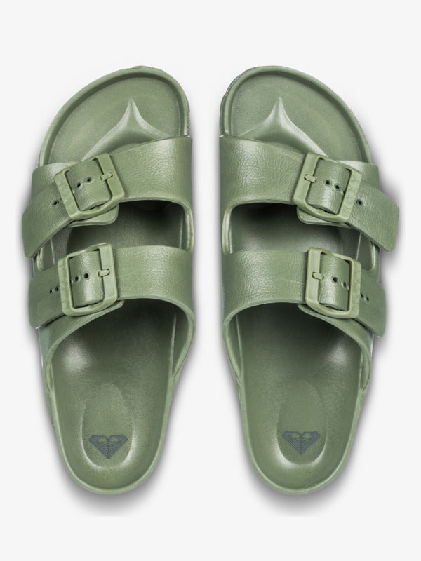 Load image into Gallery viewer, Roxy Women's Kattie Sliders Oil Green ARJL101228-OGN
