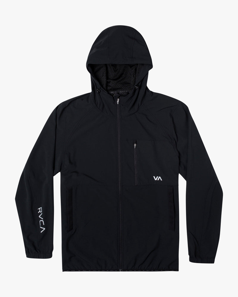 Load image into Gallery viewer, RVCA Men&#39;s Yogger Ii Zip Up Hooded Jacket Black AVYJK00123_BLK
