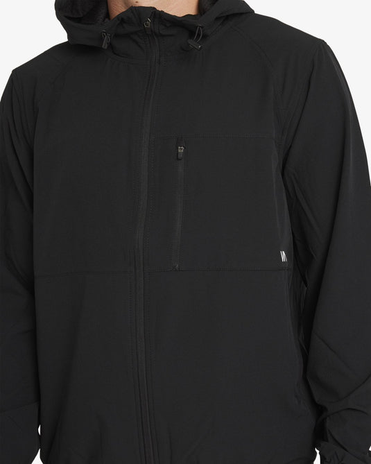 RVCA Men's Yogger Ii Zip Up Hooded Jacket Black AVYJK00123_BLK