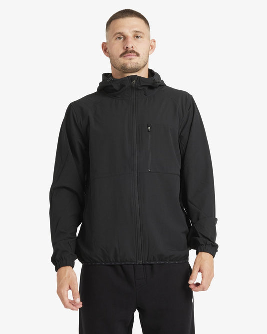 RVCA Men's Yogger Ii Zip Up Hooded Jacket Black AVYJK00123_BLK