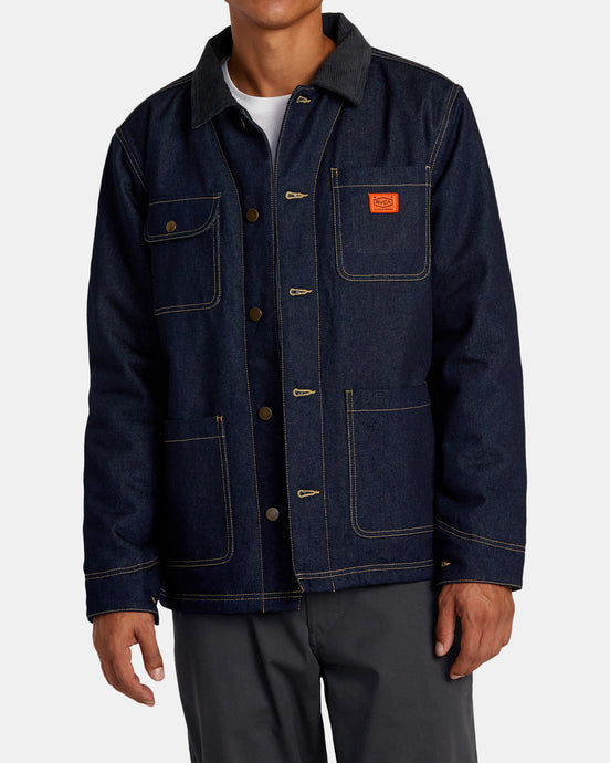 RVCA Men's Chainmail II Chore Jacket Blue Rinse AVYJK00267-BLI