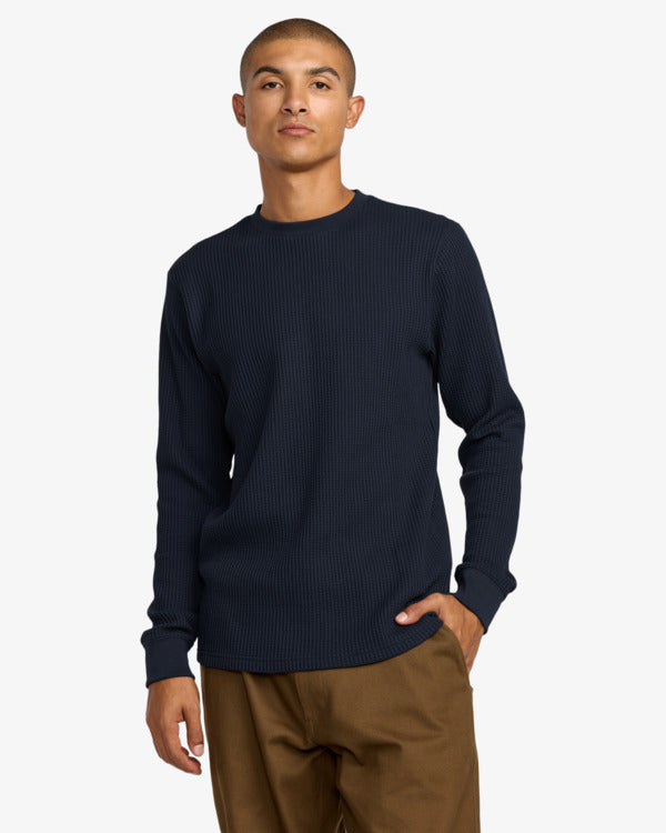 Load image into Gallery viewer, RVCA Day Shift Long Sleeve Thermal Moody Blue AVYKT00104-MDY
