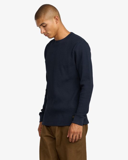 RVCA Day Shift Long Sleeve Thermal Moody Blue AVYKT00104-MDY