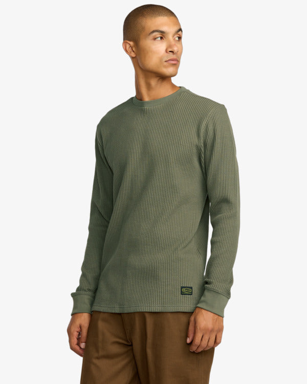 Load image into Gallery viewer, RVCA Day Shift Long Sleeve Thermal Olive AVYKT00104-OLV
