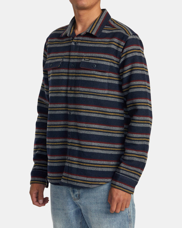 Load image into Gallery viewer, RVCA Blanket Long Sleeve Shirt Navy AVYWT00366-NVY
