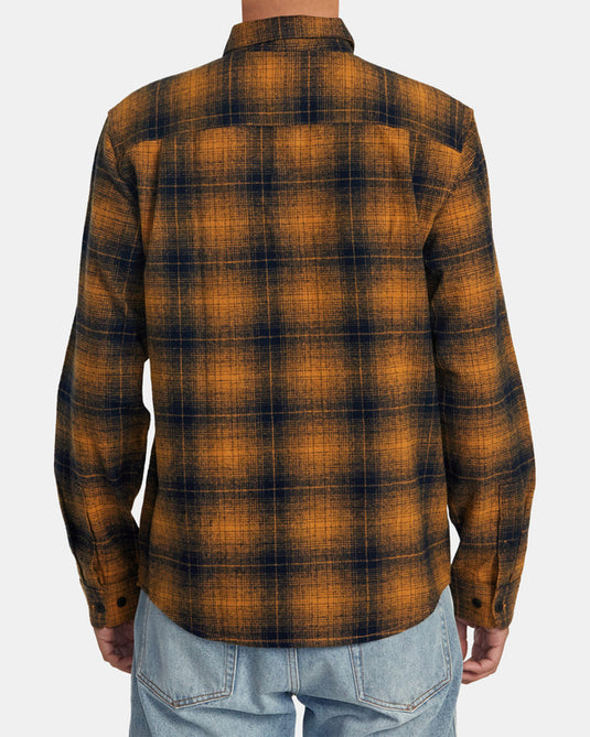 Rvca Dayshift Flannel Long Sleeve Shirt Navy AVYWT00438-NVY