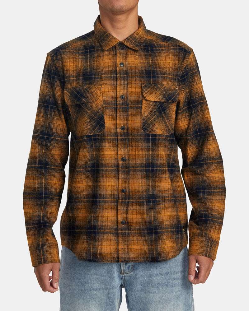 Load image into Gallery viewer, Rvca Dayshift Flannel Long Sleeve Shirt Navy AVYWT00438-NVY
