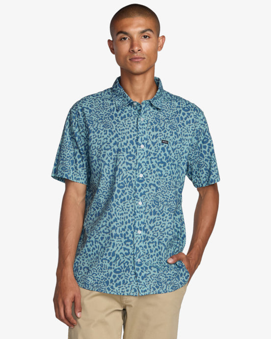 RVCA Men's Anytime Short Sleeve Shirt Blue Haze AVYWT00489-BN4