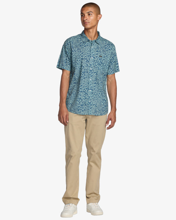Load image into Gallery viewer, RVCA Men&#39;s Anytime Short Sleeve Shirt Blue Haze AVYWT00489-BN4

