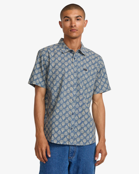 RVCA Men's Vacationist Short Sleeve Shirt Indigo AVYWT00495-IND