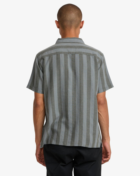 RVCA Men's Love Stripe Short Sleeve Pocket Shirt Sage Leaf AVYWT00501-SLE