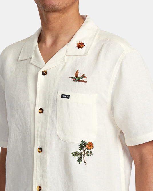 RVCA Men's Nectar Relaxed Fit Short Sleeve Shirt Natural AVYWT0050-NAT