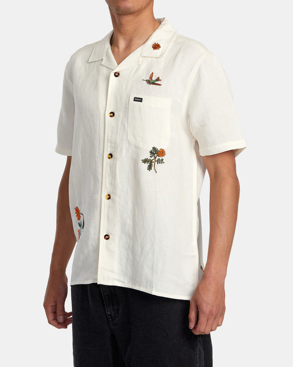 Load image into Gallery viewer, RVCA Men&#39;s Nectar Relaxed Fit Short Sleeve Shirt Natural AVYWT0050-NAT
