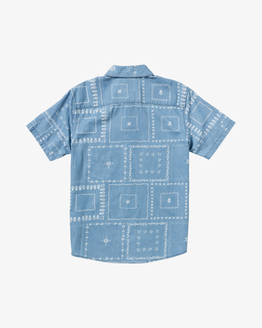 RVCA Men's Frame Chambray Short Sleeve Shirt Blue AVYWT00507-BLU