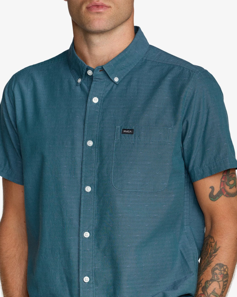 Load image into Gallery viewer, RVCA Men's Thatll Do Dobby Short Sleeve Shirt Atlantic AVYWT00545-ATL
