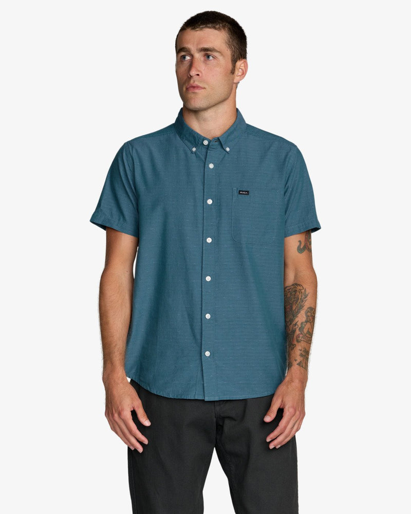 Load image into Gallery viewer, RVCA Men's Thatll Do Dobby Short Sleeve Shirt Atlantic AVYWT00545-ATL
