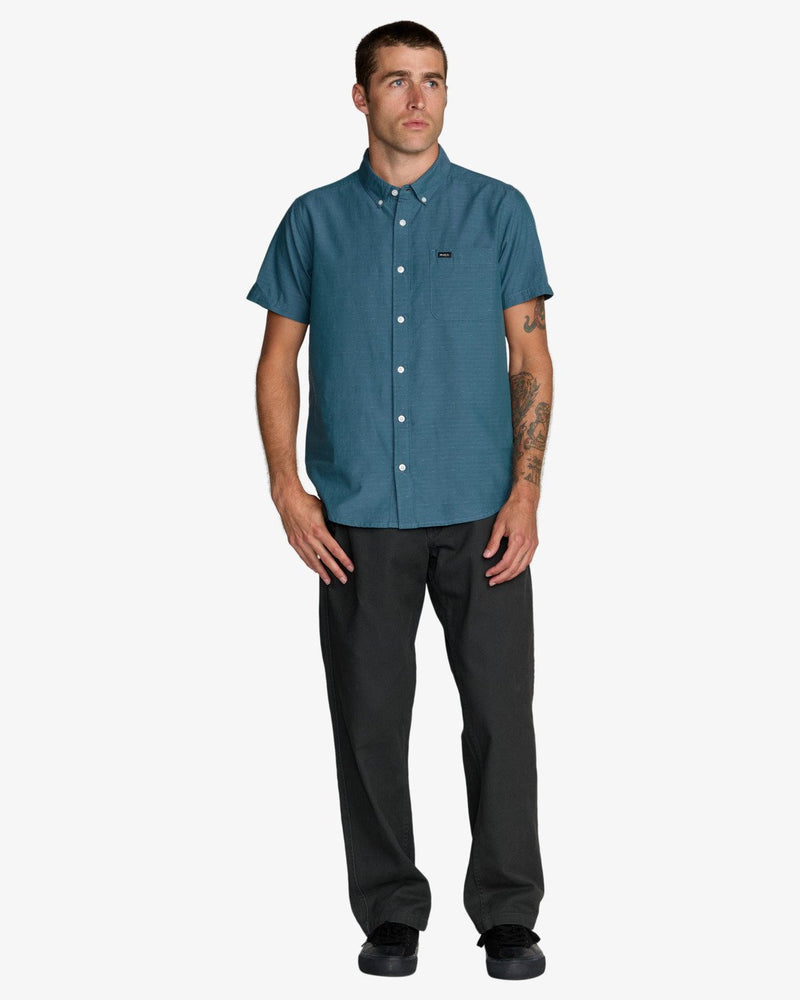 Load image into Gallery viewer, RVCA Men's Thatll Do Dobby Short Sleeve Shirt Atlantic AVYWT00545-ATL
