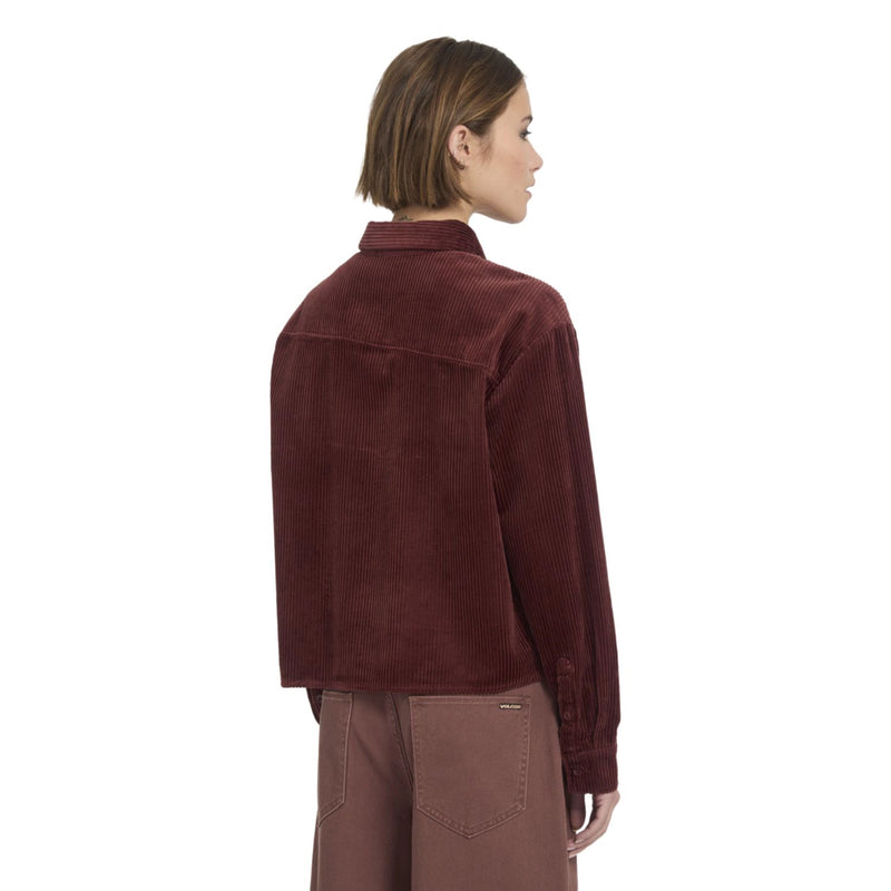 Load image into Gallery viewer, Volcom Women's Wellow Cord Shirt Brick B0532601-BRK
