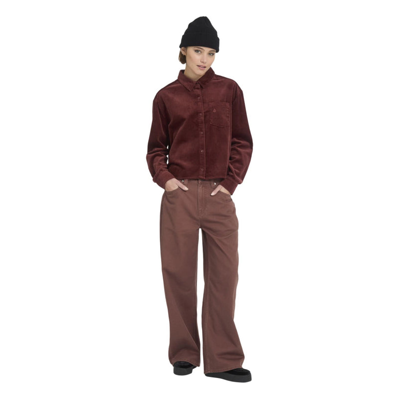 Load image into Gallery viewer, Volcom Women's Wellow Cord Shirt Brick B0532601-BRK
