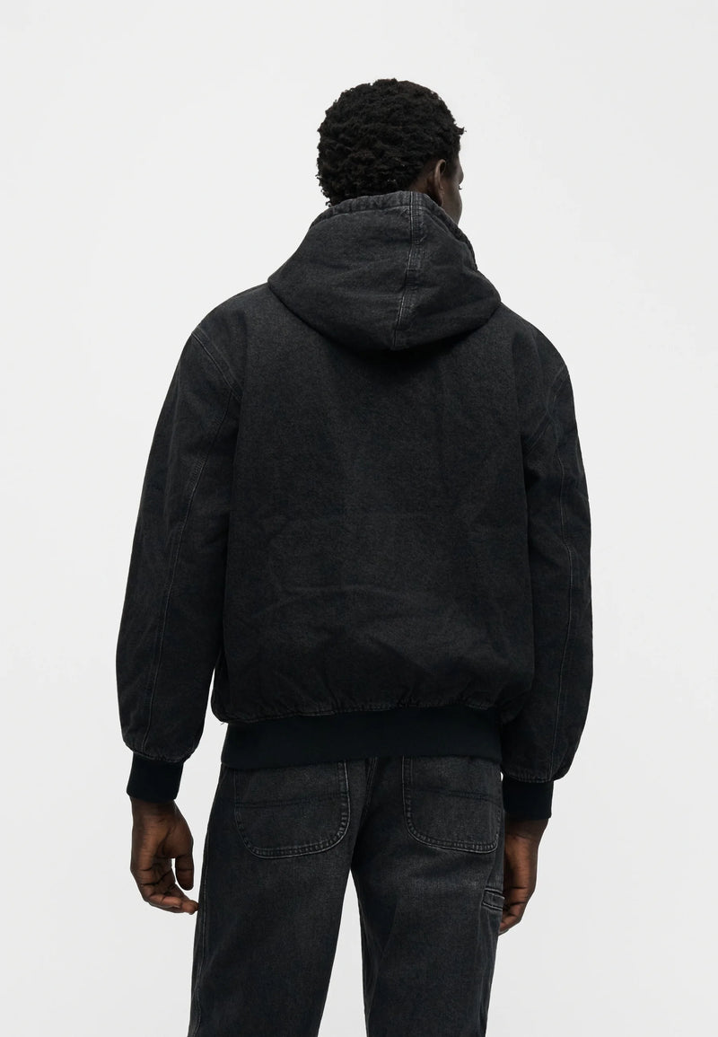 Load image into Gallery viewer, Dickies Men's Hilham Lined Denim Hood Bomber Black DK0A89FBBLK
