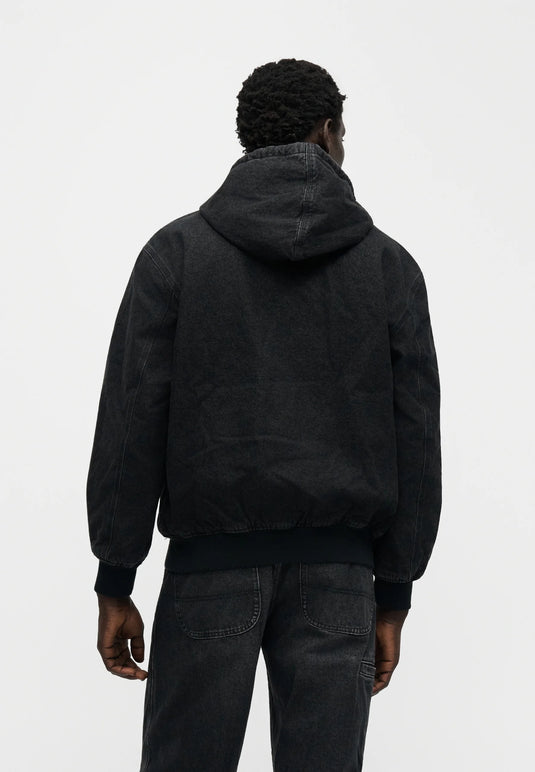 Dickies Men's Hilham Lined Denim Hood Bomber Black DK0A89FBBLK