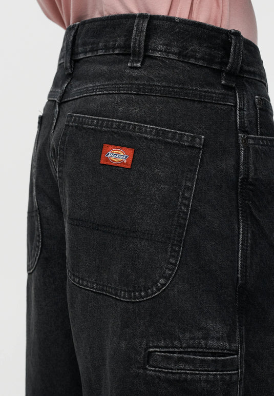 Dickies Men's 958 Baggy Tapered Work Jeans Black Wash Faded DK0A88EDL24