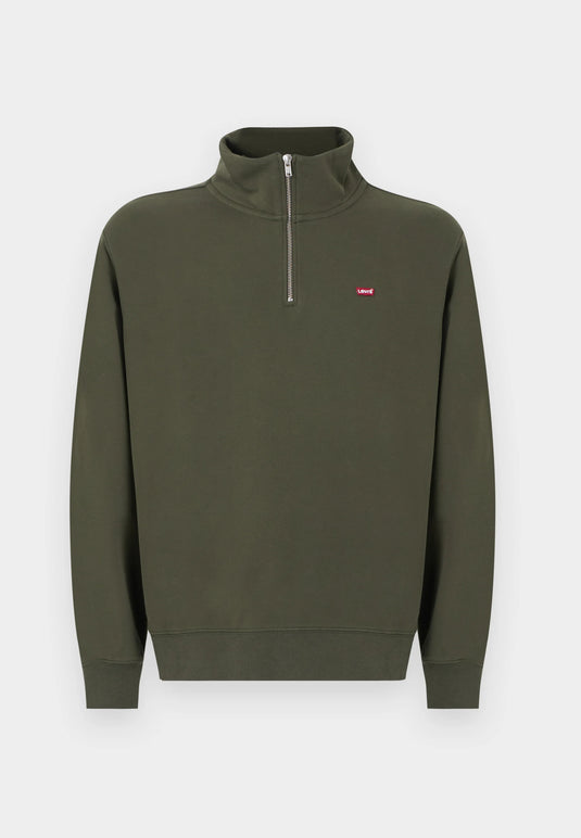 Levi's Men's Original Housemark Quarter-zip Pullover Sweatshirt Green A8606-0019