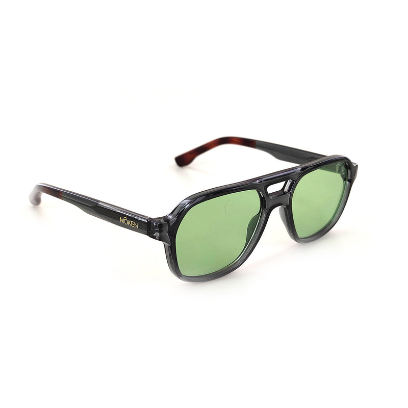 Load image into Gallery viewer, Moken Unisex Tommy Sunglasses Gray/Green MKNK05-SMK-GRN
