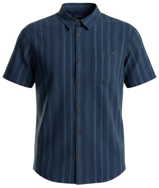 Billabong Men's Sundays Jacquard Short Sleeve Shirt Denim EBYWT03021-DEN