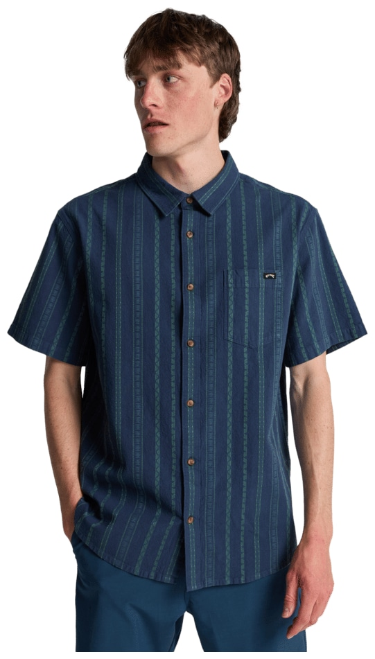 Load image into Gallery viewer, Billabong Men's Sundays Jacquard Short Sleeve Shirt Denim EBYWT03021-DEN
