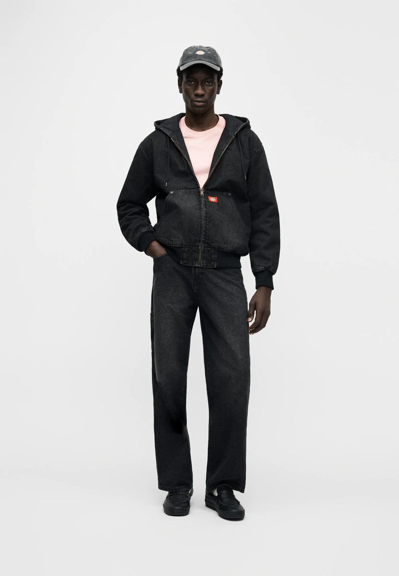 Load image into Gallery viewer, Dickies Men's Hilham Lined Denim Hood Bomber Black DK0A89FBBLK
