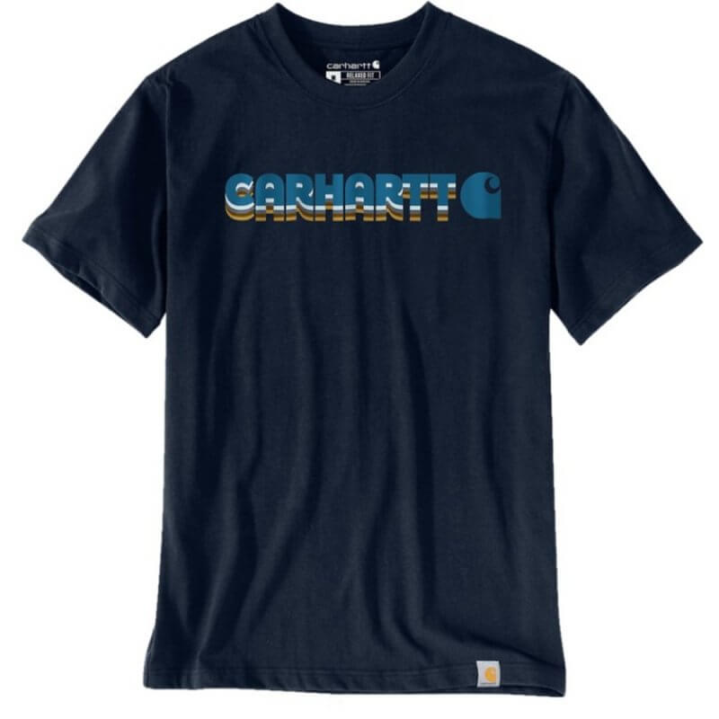 Load image into Gallery viewer, Carhartt Men's Irvine Relaxed Layered Logo T-Shirt Navy 107318-I26
