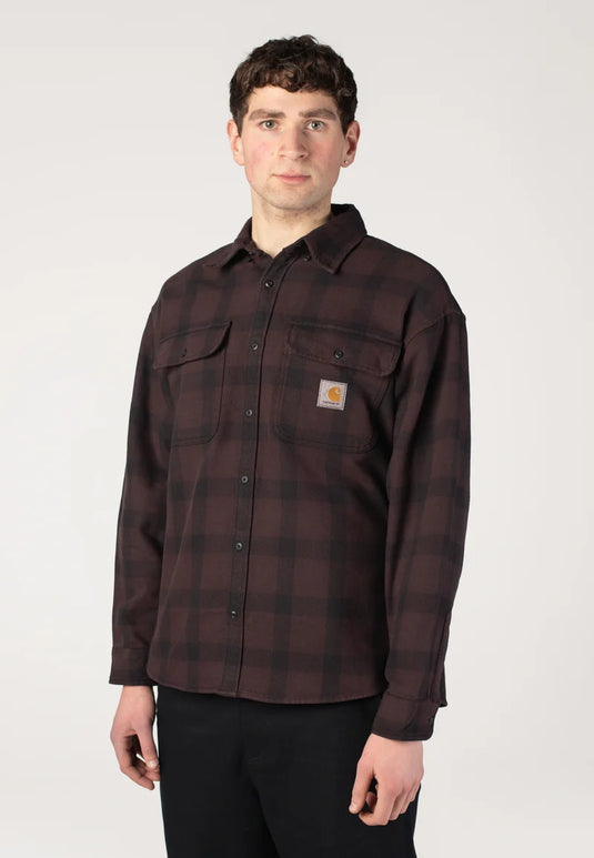 Carhartt Men's Everett Loose Long Sleeve Plaid Shirt Brown 107702-EE6