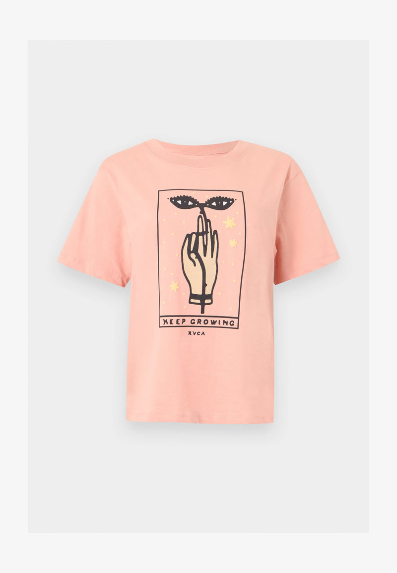 Load image into Gallery viewer, RVCA Women's Keep Groing T-shirt Dusty Pink EVJZT00175-MFW0
